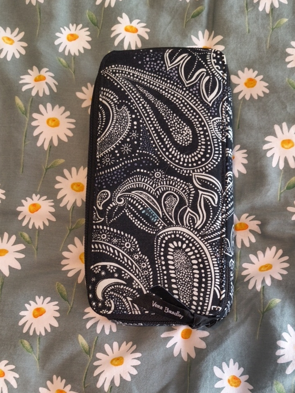 Vera Bradley Black & White Paisley Medicine Case